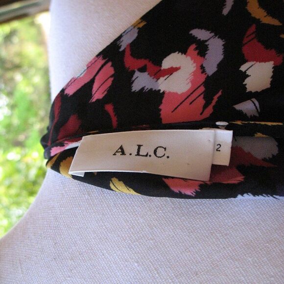 Black Print Silk Wrap Dress - Picture 9 of 9